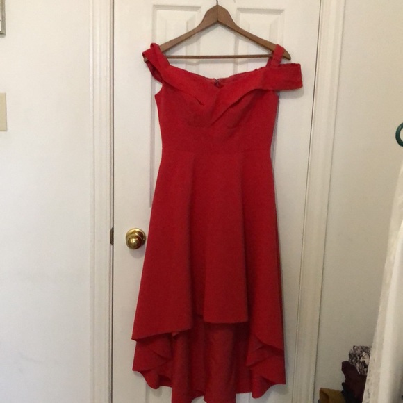 high-low scarlet red Aiden Mattox dress - Picture 4 of 6